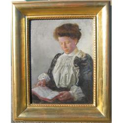 19th C. Canadian School:Oil: Woman Reading