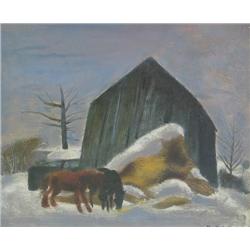 William Winter (Canadian) Oil: Horses in Winter