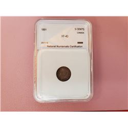 1891 5 CENT - EF40, GRADED NNC