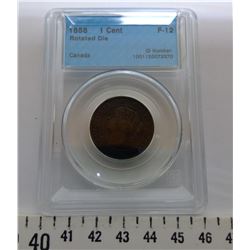 1858 1 CENT - F12, GRADED CCCS