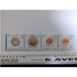 2002 25¢ SILVER, 2010 $1.00, 2012 1 CENT, 2010 1 CENT SPECIMEN COINS