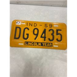 1959 Indiana licence Plate