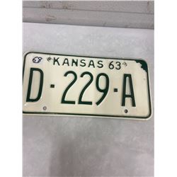 1963 Kansas Licence Plate