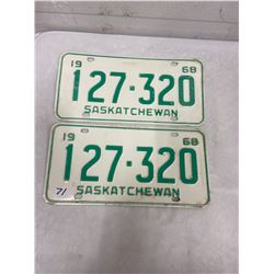1968 Pair Saskatchewan Licence Plates