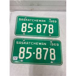 1969 Pair Saskachewan Licence Plates