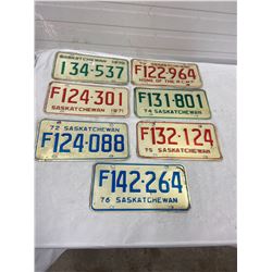 7 Saskatchewan Licence Plates