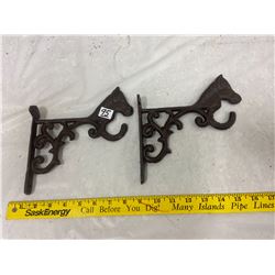 2 Cast Metal Horse Hooks