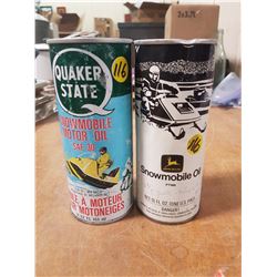 2X Snowmobile Oil Tin Cans (1 Full - 1 Empty)