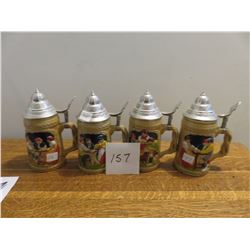 4 Unmarked beer steins