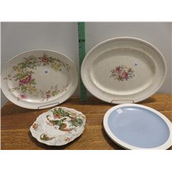 2 English platters, 1 phoenix dish, 2 wedgewood plates
