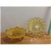 Image 1 : golden footed fruit bowl, golden yellow dish