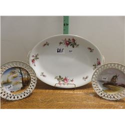 Occupied Japan platter, 2 occupied Japan 8" lattice plates