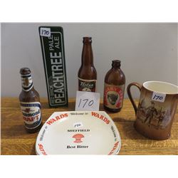 Wards beer plate, English stein, 2 beer taps, Calgary beer