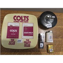 Colt cigar tray, lighter Las Vegas, Benson and Hedges table lighter