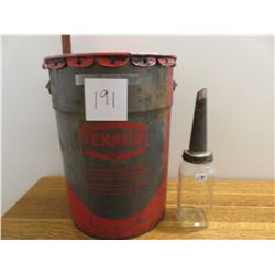Texaco 5 gallon can - quart oil sealer with old filter spout