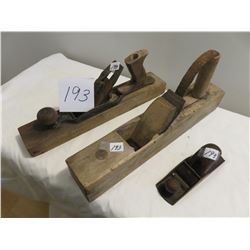 2 Wood planes 1 marked 1882 1 small hand plane