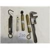 Image 1 : Old pipe wrench, 1 scale, 2 hand pumps etc.