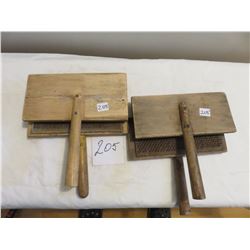 two sets of wool carders