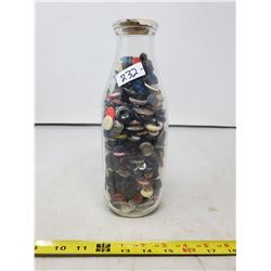LARGE MILK BOTTLE OF BUTTONS