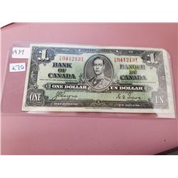 1937 Canadian $1.00 bill