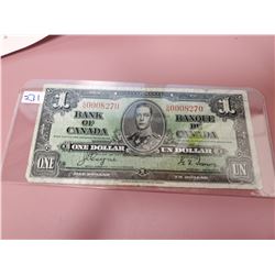 1937 Canadian $1.00 bill