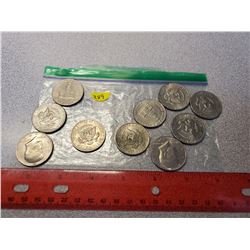 10 - 50 ¢ pieces American 1973, 1974 X5, 1976 X3, 1979