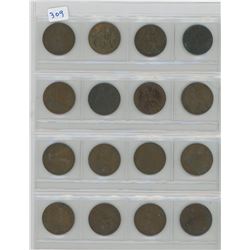 1 SHEET OF BRITISH ONE PENNY LOT OF 16 VARIOUS