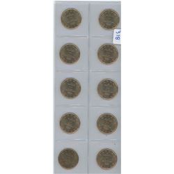 2010 CANADIAN OLYMPIC LOONIES UNZ. LOT OF 10