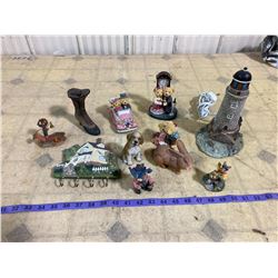 LOT OF HOUSEHOLD DECOR LIGHT HOUSE, BEARS, DOG, ECT