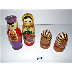 Russian Wooden Doll & Wooden Salt & Pepper Shakers