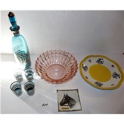 Decanter, Bowl, Plate, Horse Trinket Dish