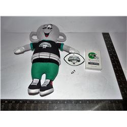 Saskatchewan Roughrider "Earl" 13th Man Stuffed Grey Cup, Wiser's Playing Cards
