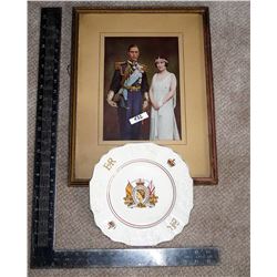 King George VI, Queen Elizabeth Picture & Elizabeth II Coronation Plate