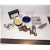 Image 1 : Miscellaneous Spoons, Butterfly Napkin Rings, Cobalt Blue Dish & Shaving Soap, etc.