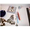 Image 4 : Miscellaneous Spoons, Butterfly Napkin Rings, Cobalt Blue Dish & Shaving Soap, etc.