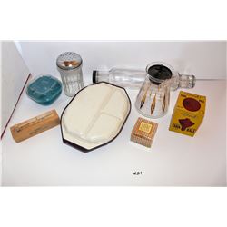 Rolling Pin, Butter/Cookie Press, Anchor Hocking Lunch Container, Gemco Glass, Parmesan Shaker,  Fit