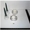 Image 1 : Two (2) Sets Crystal Candle Holders - One Orrefors Sweden