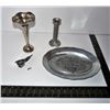 Image 1 : Pewter Items; Tray, Candlestick & Rose (Both Seagull Pewter), Birks Candlestick