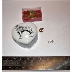Dog Dish, Collie Belt Buckle & One (1) Collie Cufflink