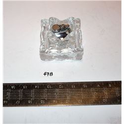 Lighter In Glass Holder & Glass Ashtray