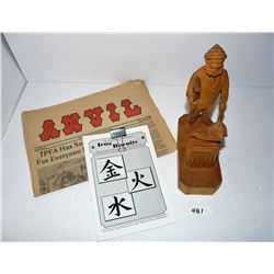 Signed Hand Carved Wooden Blacksmith, Blacksmith Magazine,  Iron Biscuits