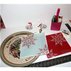 Christmas Tray, Plates, Pins, Soaps, Etc.