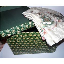 Christmas Storage  Box & Christmas Table Cloth - Approx. 119" Long and 59" Wide