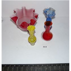Vintage Handkerchief Glass, Small Vases