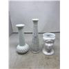 Image 3 : Two Milkglass Head Vases & 2 Milkglass Vases