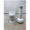 Image 5 : Two Milkglass Head Vases & 2 Milkglass Vases