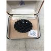 Image 3 : Sherman Black Oval Crystal Brooch, Japanned Back- Signed With Birks Box