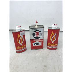 Vintage Fisher/Aver Lighter Fluid Tins Plus Large 3 In 1 Tin