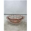 Image 2 : Pink Ribbon Depression Glass Bowl - Etched Sides