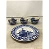 Image 2 : DELFT Blue & White Plate, Blue Willow Cups